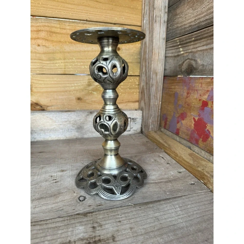 Vintage Ornate Metal Victorian Candle Holder‎ Candlestick